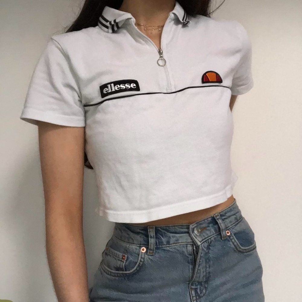 Ellesse Cropped Collared Polo Shirt Size 2